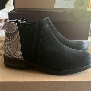 Clarks Black and Snake Print Women's Ankle Boots